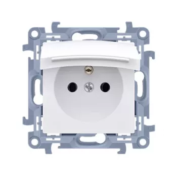 KONTAKT SIMON 10 Modul bílá zásuvka 1x Z/U s klapkou IP44 šroubové svorky 16A 250V