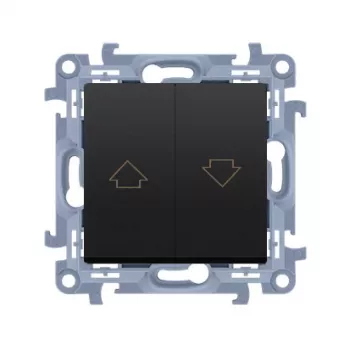 Modul KONTAKT SIMON 10 matný černý ovládací tlačítko rolet se šipkou, šroubové svorky, 10 A 250 V