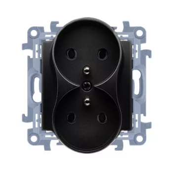 KONTAKT SIMON 10 Modul dvojitá zásuvka 2x Z/U šroubové svorky 16A 250V matně černá