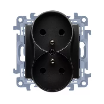 KONTAKT SIMON 10 Modul 2x zásuvka typu F matně černá šroubové svorky 16A 250V