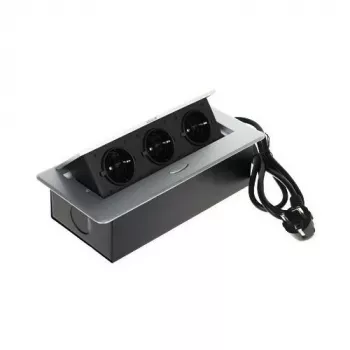 DELTA FPS-3S/CABLE nábytková prodlužovací lišta se 3 zásuvkami, 1,5m kabel, černá