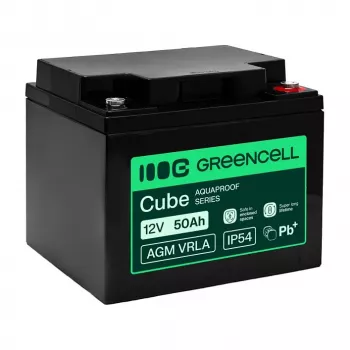 Bezúdržbová baterie GREEN CELL AGM VRLA 12V 50Ah pro UPS, 197x166x170 mm