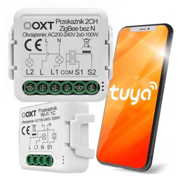 OXT Mini reléový modul 2kanálový bez nulového vodiče ZigBee TUYA T272