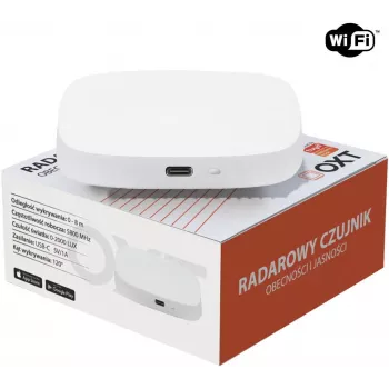 Přítomnostní radarový senzor OXT T155 24GHz s čidlem jasu, USB WiFi Tuya Smart