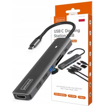 ZENWIRE BS-HC703 USB-C 7v1 hub adaptér s HDMI 4K, USB 3.0, SD, PD