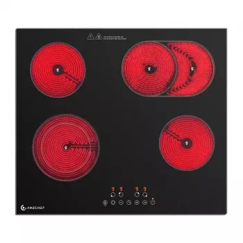 AMZCHEF CE-T-72CB4xyP200-LBHA 4plotýnková keramická varná deska, dotykové ovládání, 6500W, černá