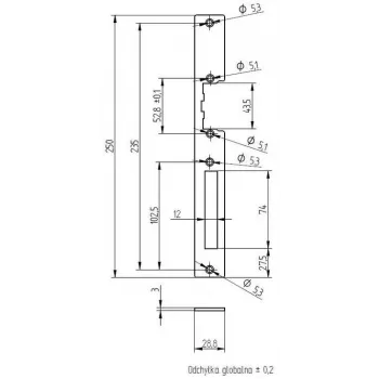 ELEKTRA-PLUS štít pro zámky do dřevěných zárubní, pozinkovaný, 200x20mm