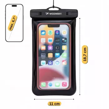 Wozinsky WWE-01 vodotěsné pouzdro na telefon s páskem na ruku černé