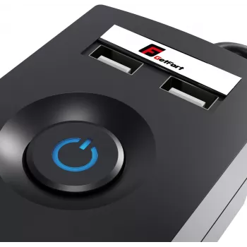Getfort 5P 5m černá USB přepěťová ochranná prodlužovací lišta