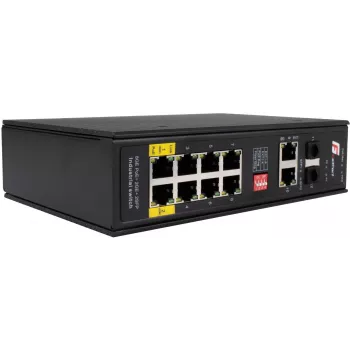 GETFORT GF-110-8PG-2G-2S průmyslový PoE+ switch, 8x PoE+ gigabit + 2x gigabit + 2x SFP, -40°C až 80°C