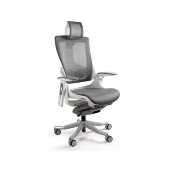 UNIQUE Wau 2 NW41 ergonomická kancelářská židle, uhelná/bílá síťovina