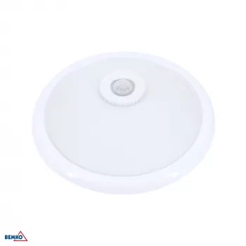 Stropní svítidlo s PIR senzorem BEMKO TAZAN 2x40W E27 IP20 sklo+ocel+plast bílé
