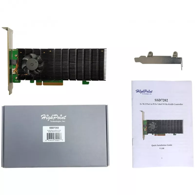 NVMe RAID řadič úložiště HighPoint SSD7202