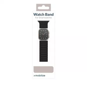 Mobilize Silikonový pásek k hodinkám - Magnetický - pro Apple 42/44/45/49mm - Černý
