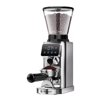 AMZCHEF CE-CG209-SV Coffee Grinder (Silver) - Conical Burr, 19 Settings, Stainless Steel
