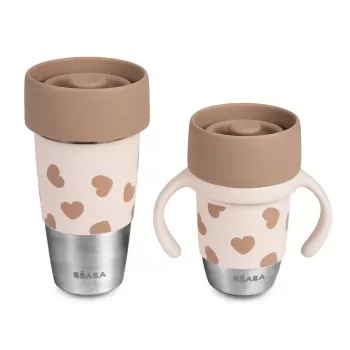 Beaba Mini & Me BigLove nerezová sada kelímků pro matku a dítě 360° tréninkový kelímek, 2dílná