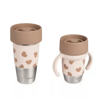 Beaba Mini & Me BigLove nerezová sada kelímků pro matku a dítě 360° tréninkový kelímek, 2dílná