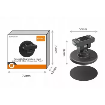 SUNNYLIFE rychloupínací držák 1/4 inch + magnetická základna pro Insta360 X4 Air X5 Ace Pro 2 / DZ-142-D