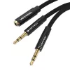 Audio rozbočovací kabel Vention BBLBAB 3,5 mm samice na 2x samec, 0,6 m, černý