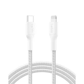 Belkin BOOSTCHARGE opletený kabel USB-C na Lightning 2m bílý