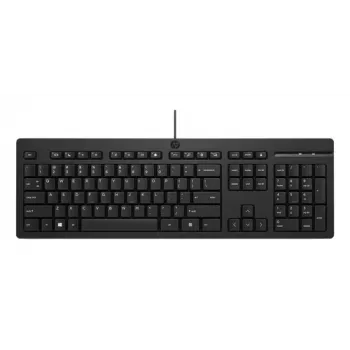 HP 125 G2 drátová USB klávesnice, německé rozložení (QWERTZ), plná velikost, membránová, odolná proti polití, černá - Bulk