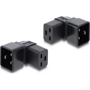 Delock IEC 60320 C20 na C19 napájecí adaptér, vidlice na zásuvku, 16 A, 90° zalomený, černý