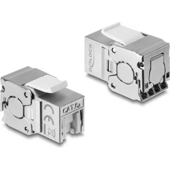 Keystone modul Delock RJ45 zásuvka na LSA Cat.6A stíněný, bez nástroje, s krytkou proti prachu