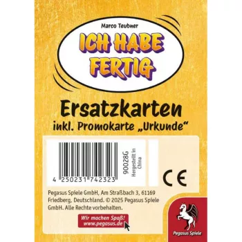 PEGASUS Ich habe fertig - náhradní karty včetně promo certifikátu (rozšíření)
