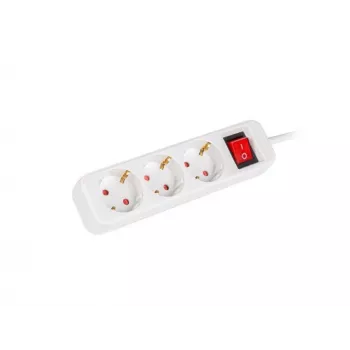 Lanberg PS1-03F-0150-W 1,5m 3zásuvkový prodlužovací přívod Schuko s osvětleným vypínačem, bílý