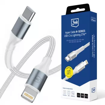 Kabel USB-C na Lightning 3mk Hyper Cable N-SERIES 3 m PD 3.0 9V/3A 27W bílý