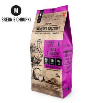 WZA WIEJSKA ZAGRODA krůta s jablkem Crunchy M - suché krmivo pro štěňata - 20 kg