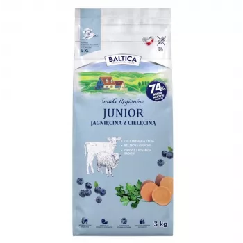 BALTICA Flavours of Regions Junior jehněčí s telecím – bezobilné suché krmivo pro štěňata, 3 kg