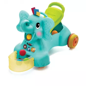 B-KIDS 3-in-1 sedací, chodící a jezdící slon od Infantino – aktivní chodítko a hračka na ježdění