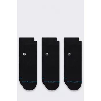 Stance Icon Quarter 3-Pack Socks - Black