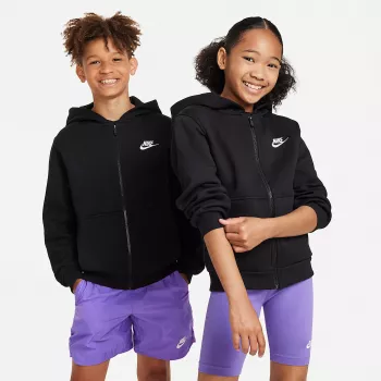 Mikina s kapucí Club Fleece Nike Sportswear dětská černá FD3004-010 velikost S