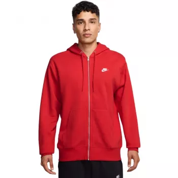 Mikina s plným zipem a kapucí Nike Club BB pánská červená FN3861 657 velikost M