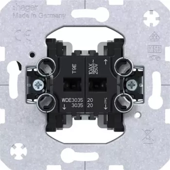 Spínač rolet/žaluzií Hager WDE303520 s mechanickým a elektrickým blokováním, polárně bílý