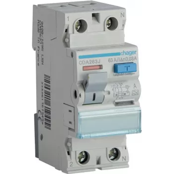 Proudový chránič HAGER CDA263J 1P+N 63A 30mA typ A 6kA 230V 2modulový na DIN lištu