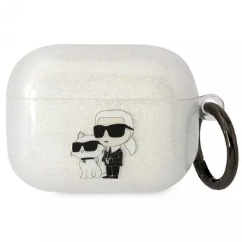 Karl Lagerfeld KLAPHNKCTGT pouzdro AirPods Pro transparentní Glitter Karl & Choupette