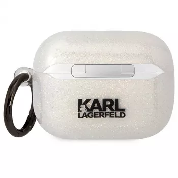 Karl Lagerfeld KLAPHNKCTGT pouzdro AirPods Pro transparentní Glitter Karl & Choupette
