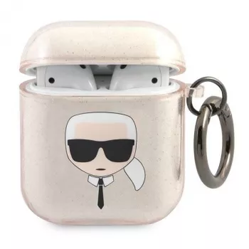 Karl Lagerfeld KLA2UKHGD pouzdro AirPods 1/2 zlaté Glitter Karl Head
