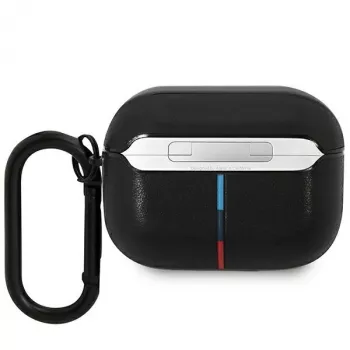 BMW kožené pouzdro na AirPods Pro s designem zakřivených linií - černé