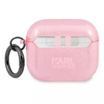 Karl Lagerfeld KLA3UKHGP Glitter Karl's Head pouzdro AirPods 3 - růžová