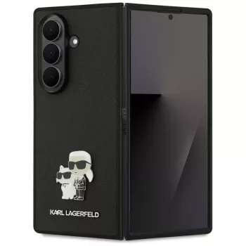 Karl Lagerfeld Saffiano Karl & Choupette Pin pouzdro pro Samsung Galaxy Z Fold7 – černá