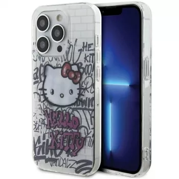 Hello Kitty HKHCP13XHDGPHT iPhone 13 Pro Max Hard Case IML Kitty On Bricks Graffiti White