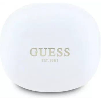 GUESS Flat Classic Logo Electroplated True Wireless sluchátka, bílá