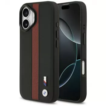 BMW M perforované pouzdro s logem a pruhy MagSafe pro iPhone 17 - červené
