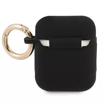 Guess GUA2SSSK pouzdro na AirPods 1/2 černé silikon Vintage Script
