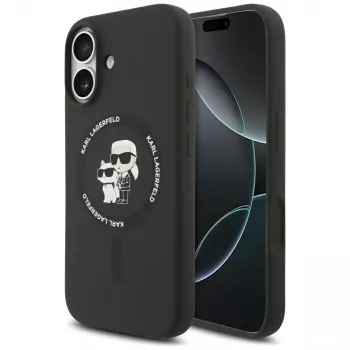 Karl Lagerfeld silikonové pouzdro Karl & Choupette Ring MagSafe pro iPhone 17 - černá