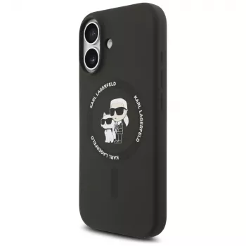 Karl Lagerfeld silikonové pouzdro Karl & Choupette Ring MagSafe pro iPhone 17 - černá